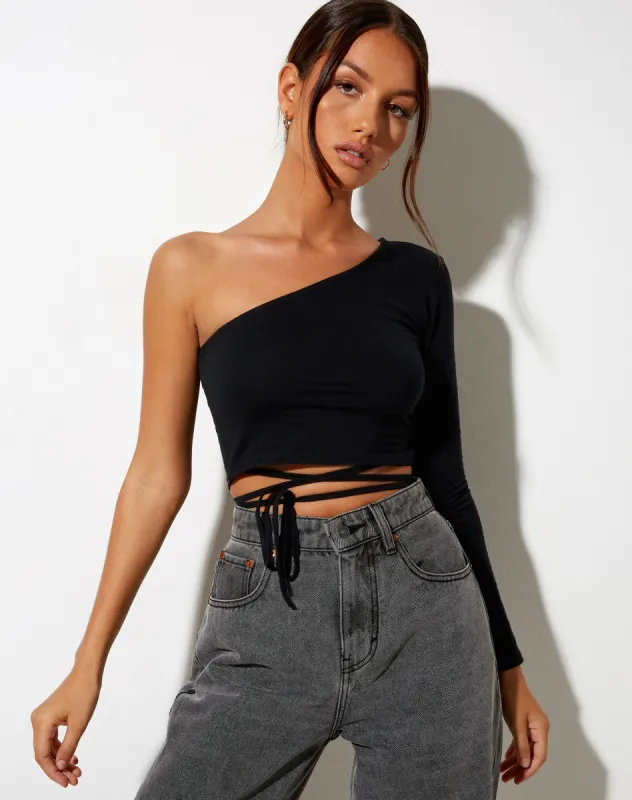 Mitzi Crop Top in Black sold by Motel Rocks