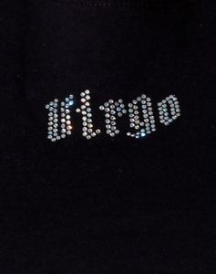 Tiney Crop Tee in Black 'Virgo' Diamante sold by Motel Rocks