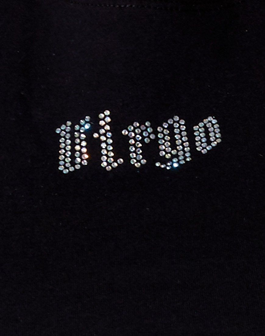 Tiney Crop Tee in Black 'Virgo' Diamante sold by Motel Rocks product image thumbnail 5