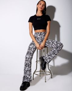 Tiney Crop Tee in Black 'Virgo' Diamante sold by Motel Rocks