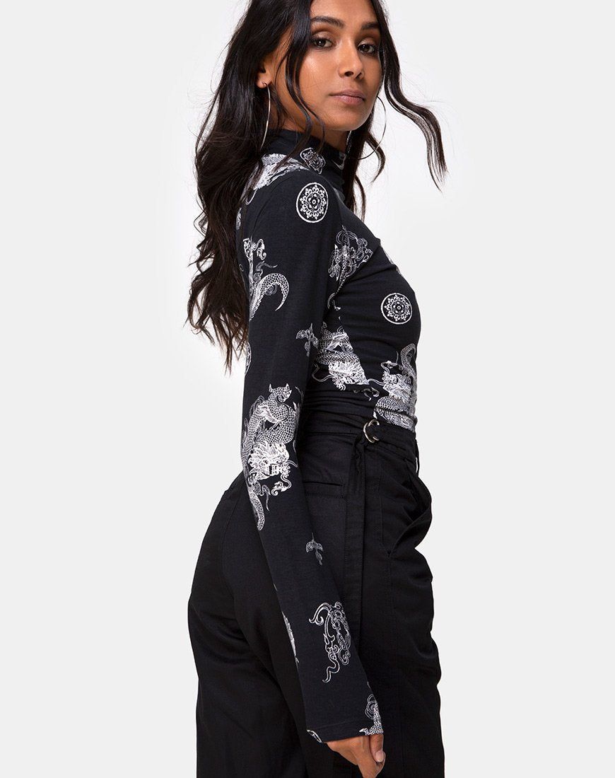 Lara Crop Top in Black Dragon sold by Motel Rocks product image thumbnail 2