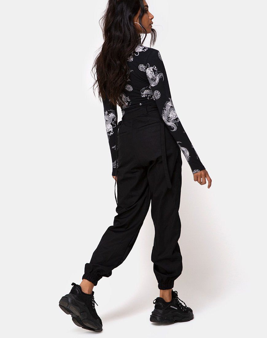 Lara Crop Top in Black Dragon sold by Motel Rocks product image thumbnail 4