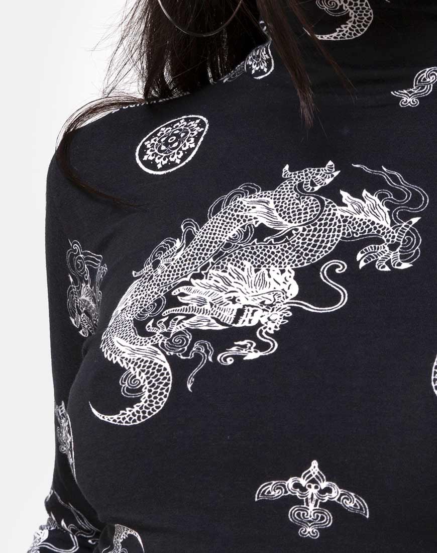 Lara Crop Top in Black Dragon sold by Motel Rocks product image thumbnail 5