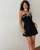 Panolia Bow Front Mini Dress in Tailoring Black sold by Motel Rocks