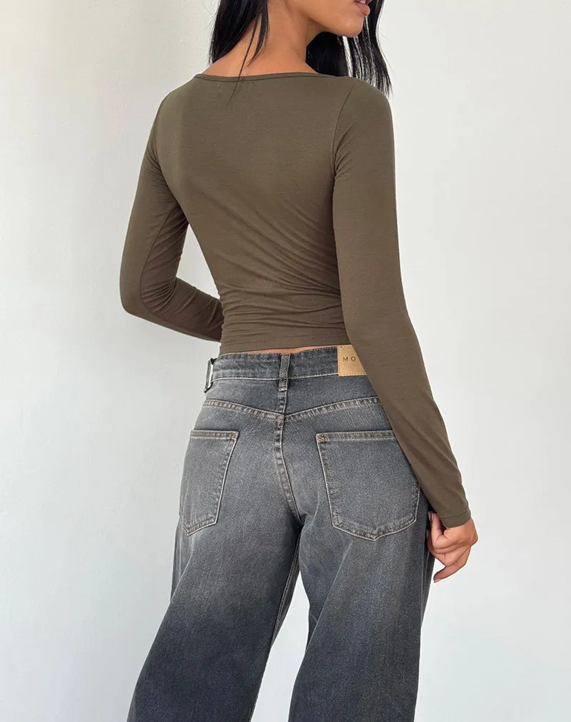 Amabon Long Sleeve Top in Olive sold by Motel Rocks product image thumbnail 5