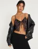 Rumak Cami Top in Butterfly Vine Flock Black and Pink sold by Motel Rocks