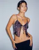 Rumak Cami Top in Butterfly Vine Flock Black and Pink sold by Motel Rocks