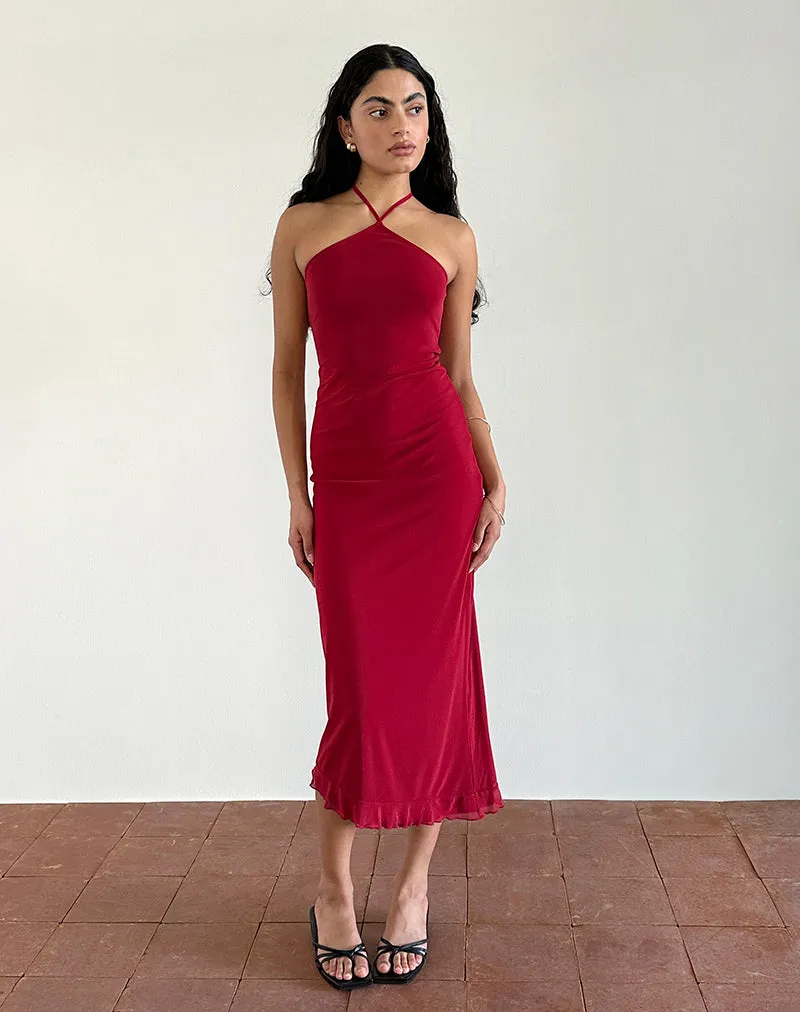 Ribka Halterneck Midi Dress in Mesh Cherry sold by Motel Rocks product image thumbnail 4