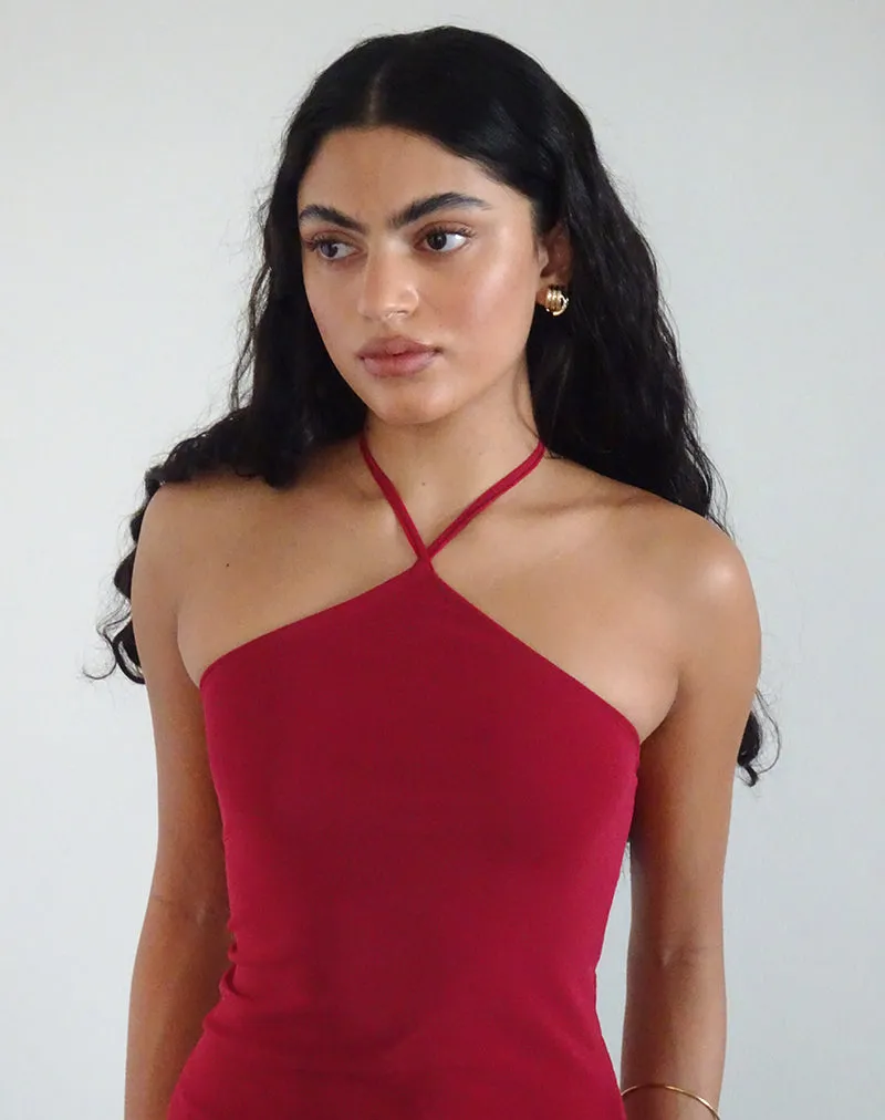 Ribka Halterneck Midi Dress in Mesh Cherry sold by Motel Rocks product image thumbnail 2