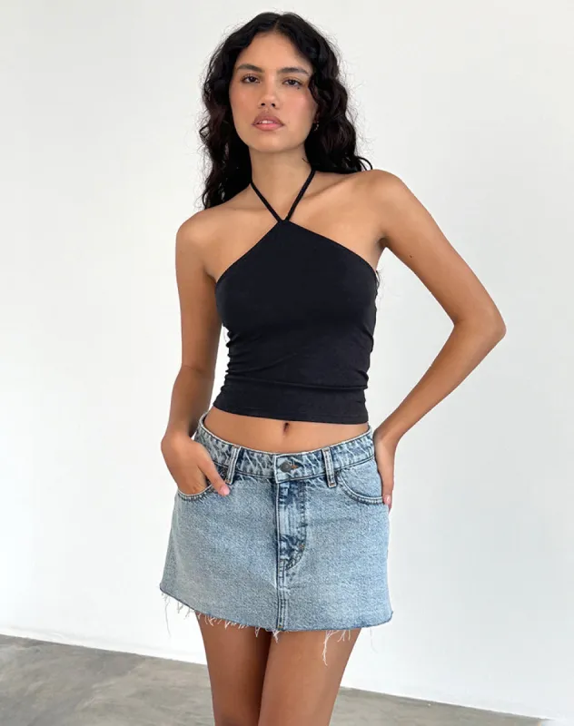 Layti Halterneck Basic Top in Black sold by Motel Rocks