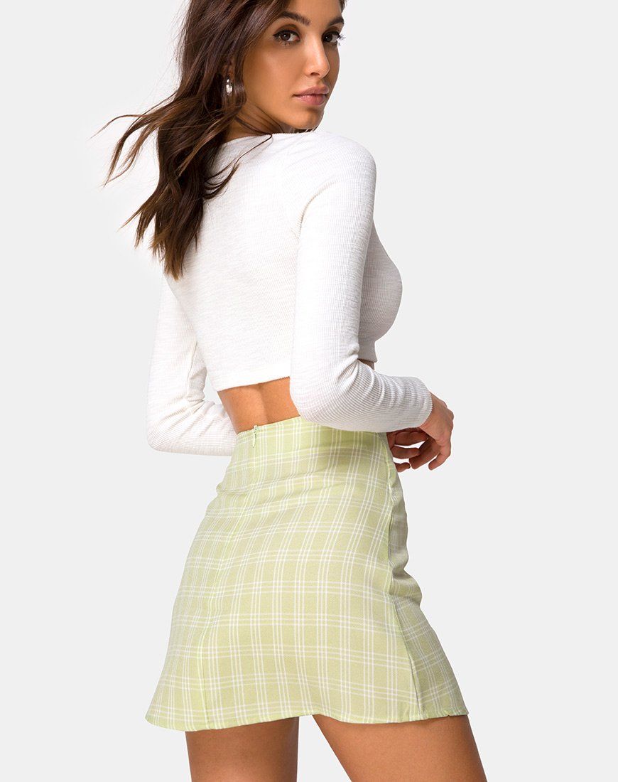 Sheny Mini Skirt in Sage Check sold by Motel Rocks product image thumbnail 3