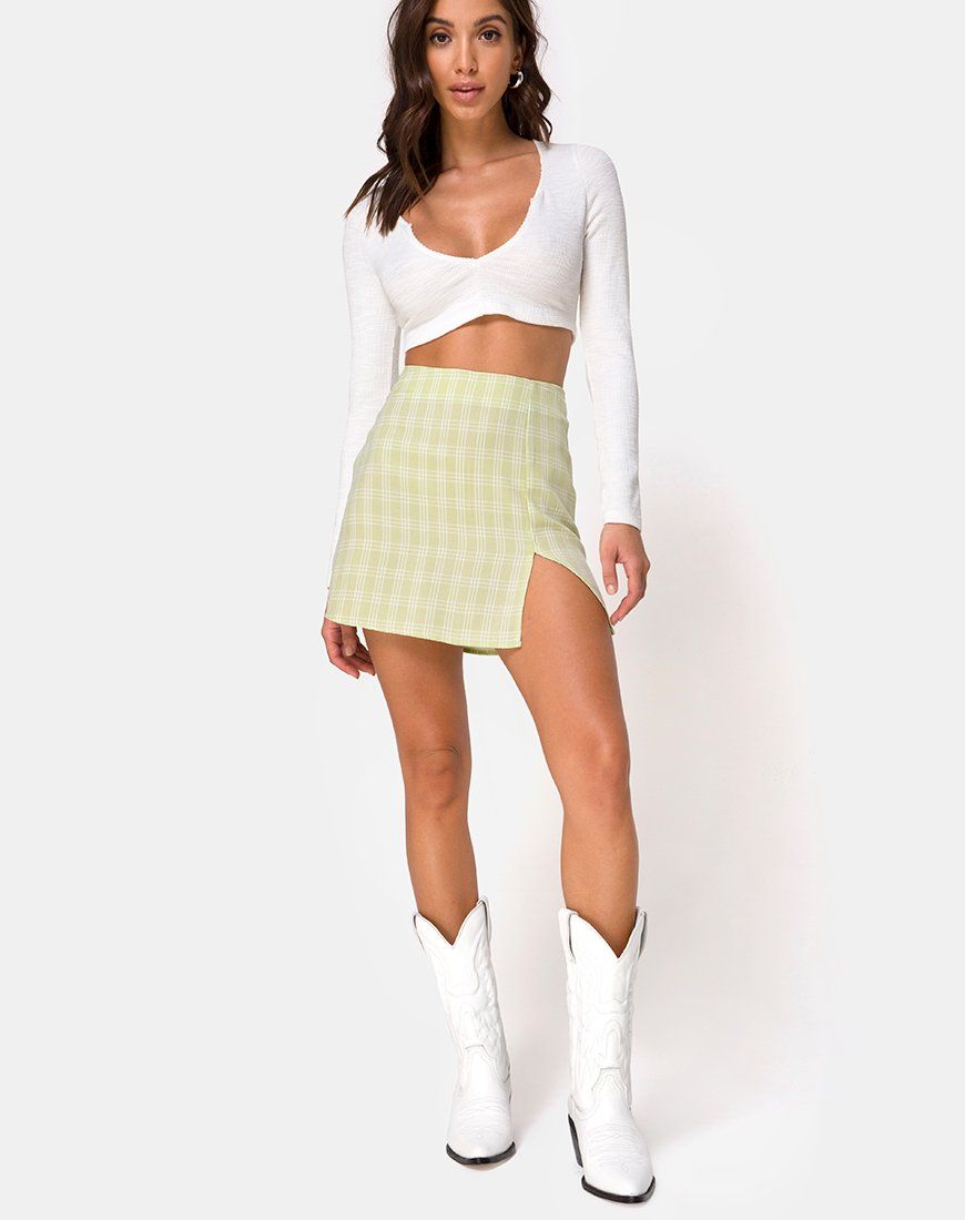 Sheny Mini Skirt in Sage Check sold by Motel Rocks product image thumbnail 4