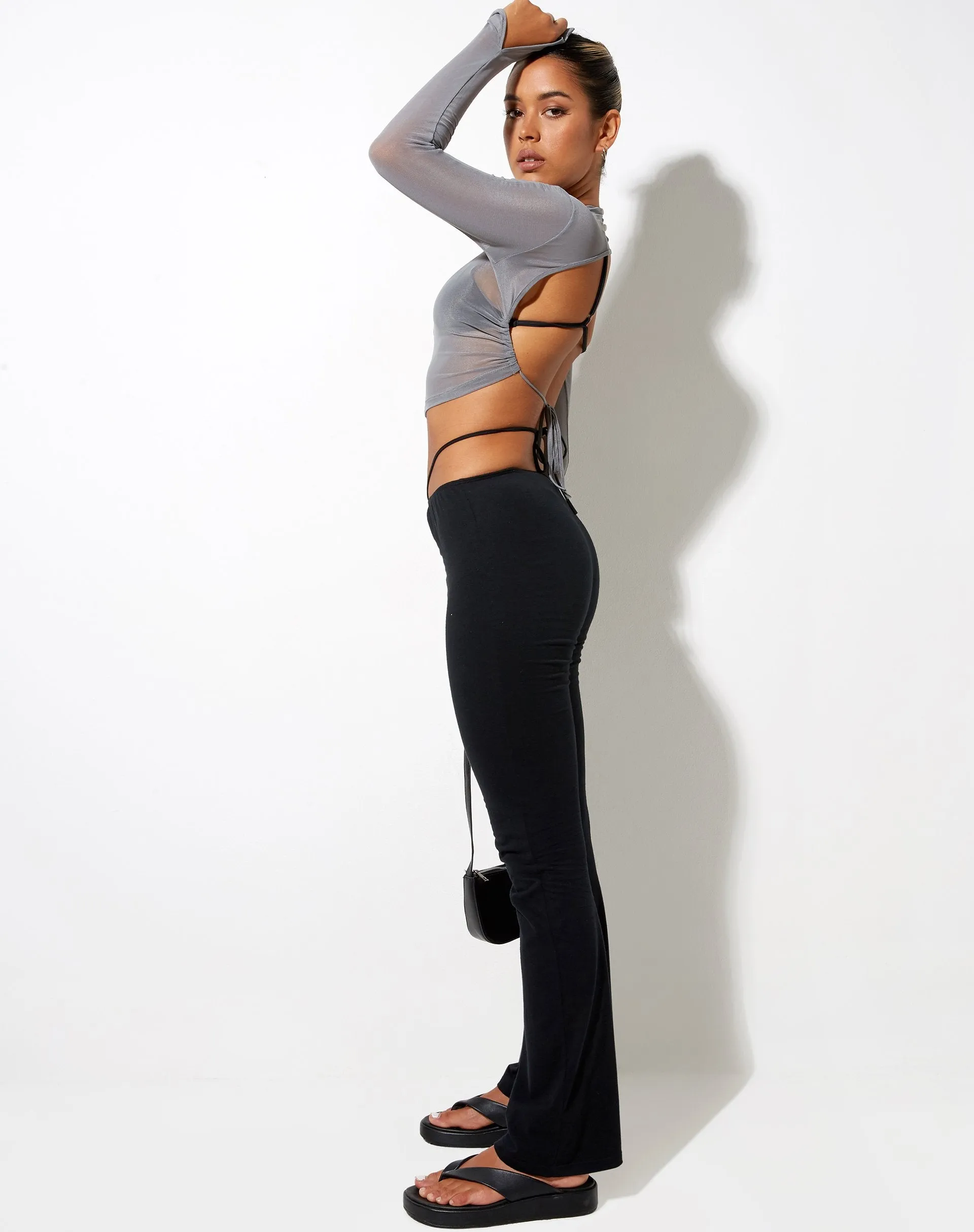 Quelia Crop Top in Mesh Grey sold by Motel Rocks product image thumbnail 4