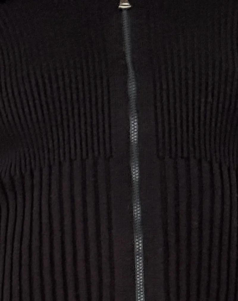 Radia Long Sleeve Off-Shoulder Zip Through Jumper in Black sold by Motel Rocks product image thumbnail 5