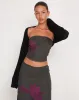 Peggy Bandeau Top in Green with Purple Flower Print sold by Motel Rocks