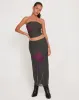 Peggy Bandeau Top in Green with Purple Flower Print sold by Motel Rocks