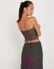 Peggy Bandeau Top in Green with Purple Flower Print sold by Motel Rocks