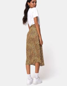 Saika Midi Skirt in Mini Tiger Brown sold by Motel Rocks
