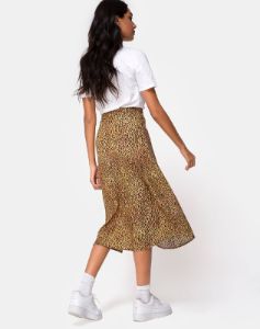 Saika Midi Skirt in Mini Tiger Brown sold by Motel Rocks