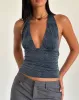 Cosimo Halterneck Top in Midnight Shimmer sold by Motel Rocks