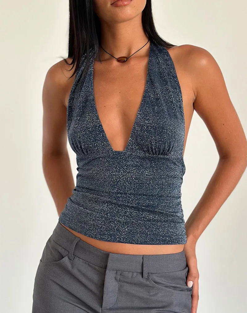 Cosimo Halterneck Top in Midnight Shimmer sold by Motel Rocks product image thumbnail 3