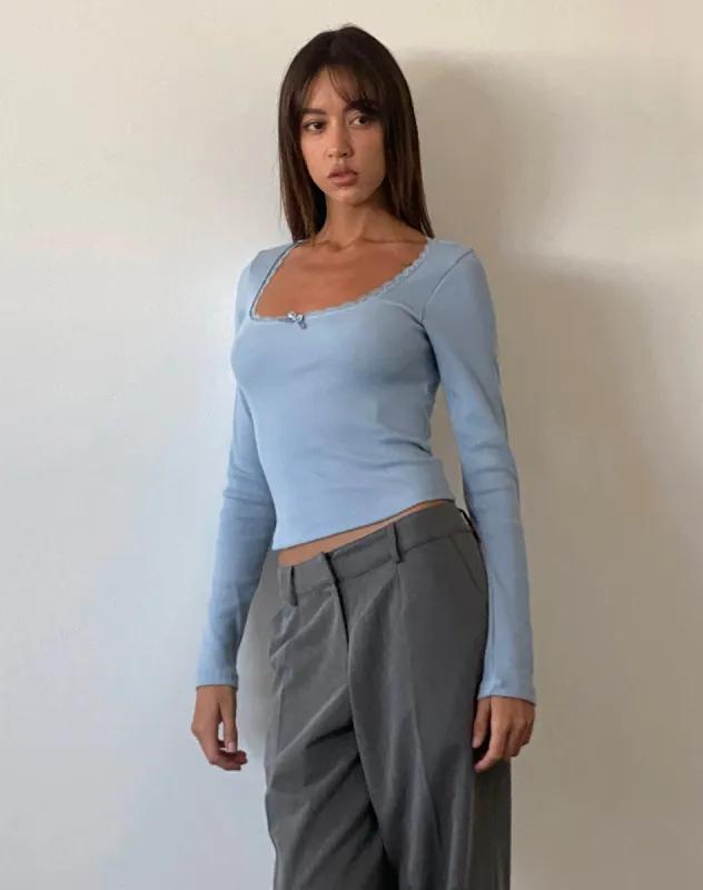 Bovita Long Sleeve Top in Nantucket Blue made by Motel Rocks