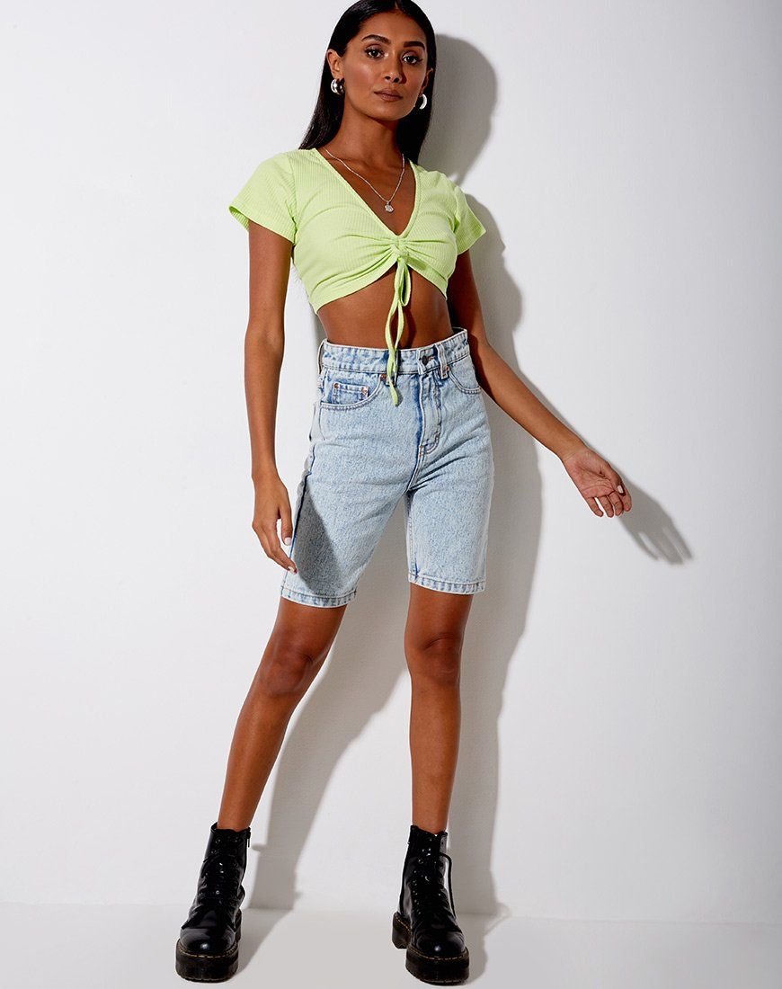 Rivera Crop Top in Rib Lime sold by Motel Rocks product image thumbnail 3