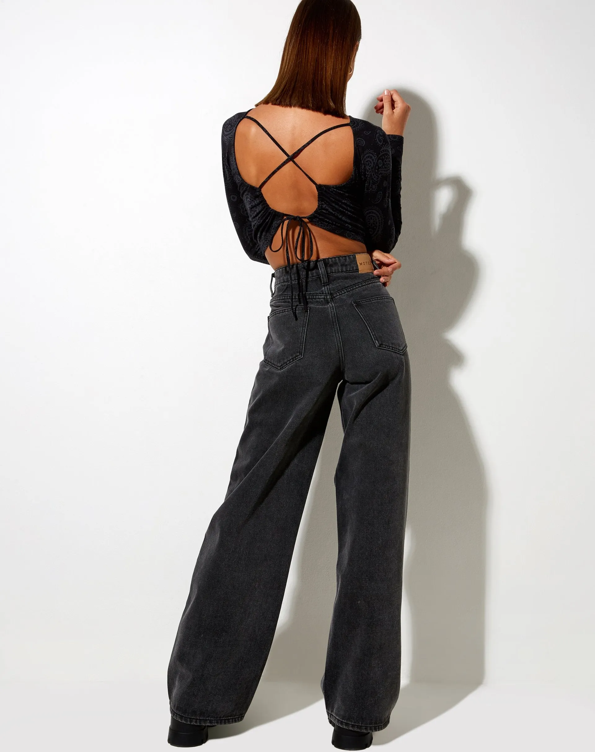 Lali Crop Top in Persian Night Black sold by Motel Rocks product image thumbnail 4