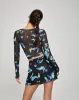 Pelma Mini Skirt in Butterfly Watercolour Black sold by Motel Rocks