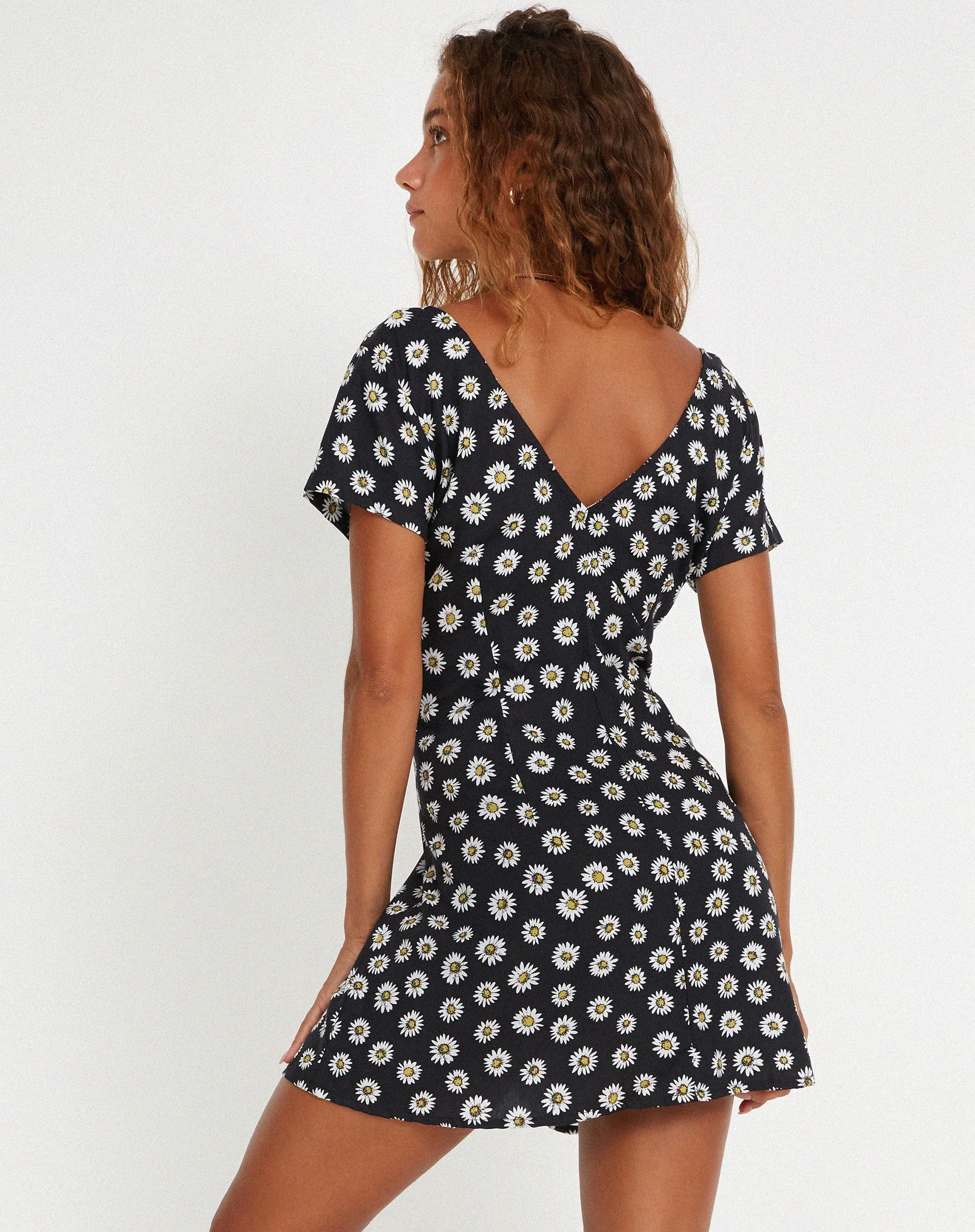 Calliope Mini Dress in Grunge Daisy Black sold by Motel Rocks product image thumbnail 2