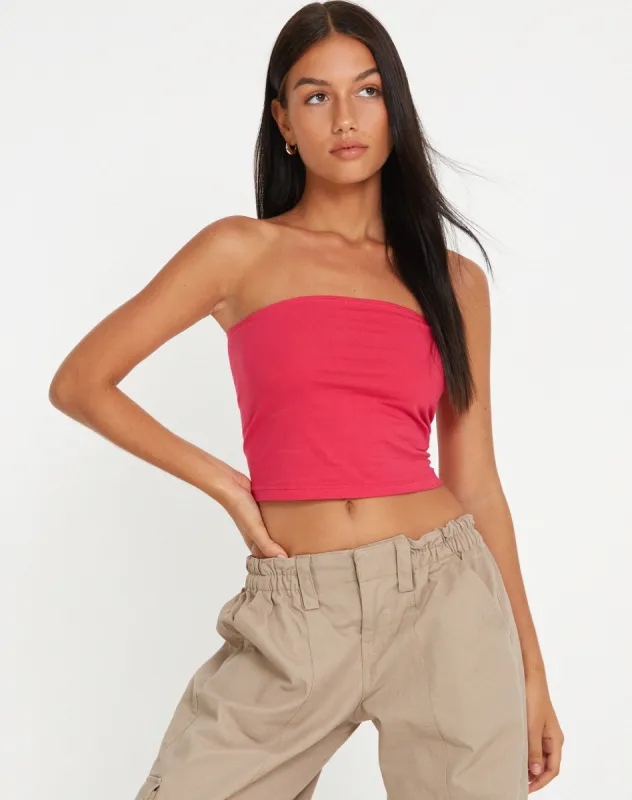 Shae Bandeau Top in Fuschia Pink sold by Motel Rocks