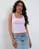 Roxe Ribbed Vest Top in Soft Lilac sold by Motel Rocks