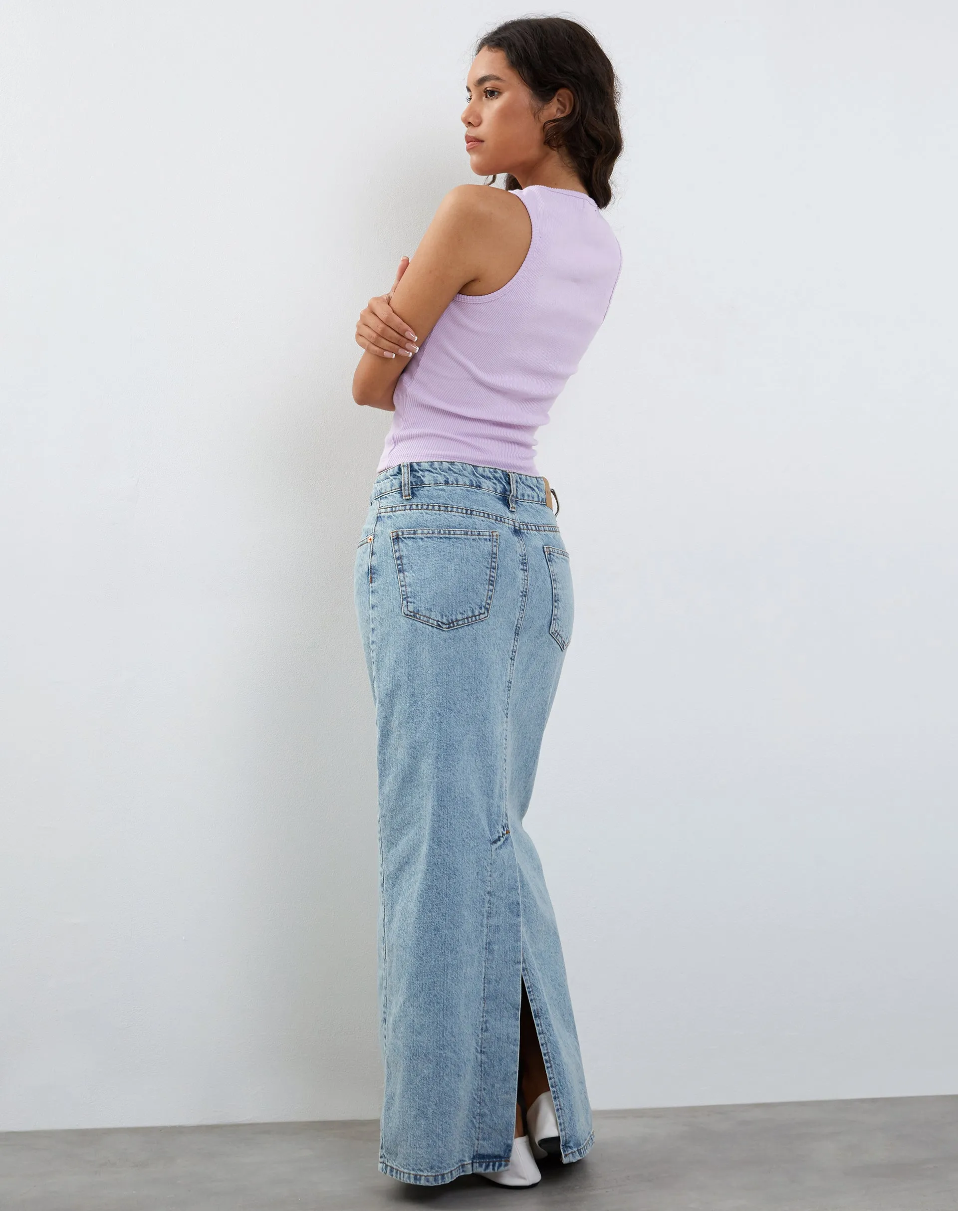 Roxe Ribbed Vest Top in Soft Lilac sold by Motel Rocks product image thumbnail 4