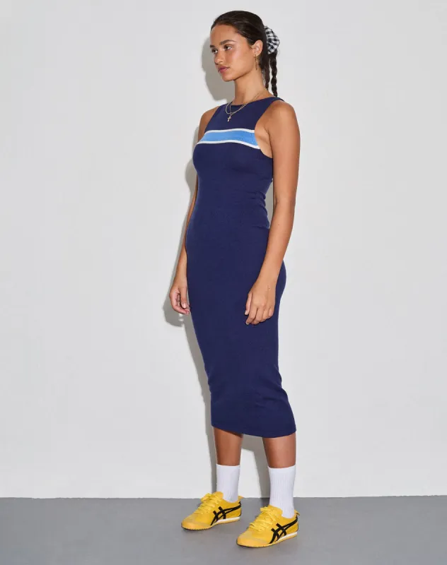 Navala Midi Dress in Dark Navy sold by Motel Rocks