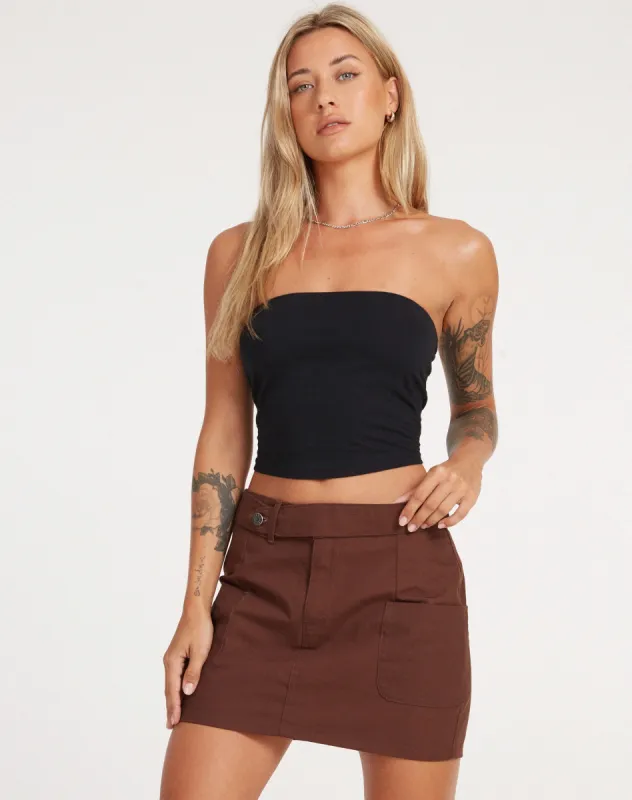 Stina Cargo Micro Skirt in Panama Choco sold by Motel Rocks