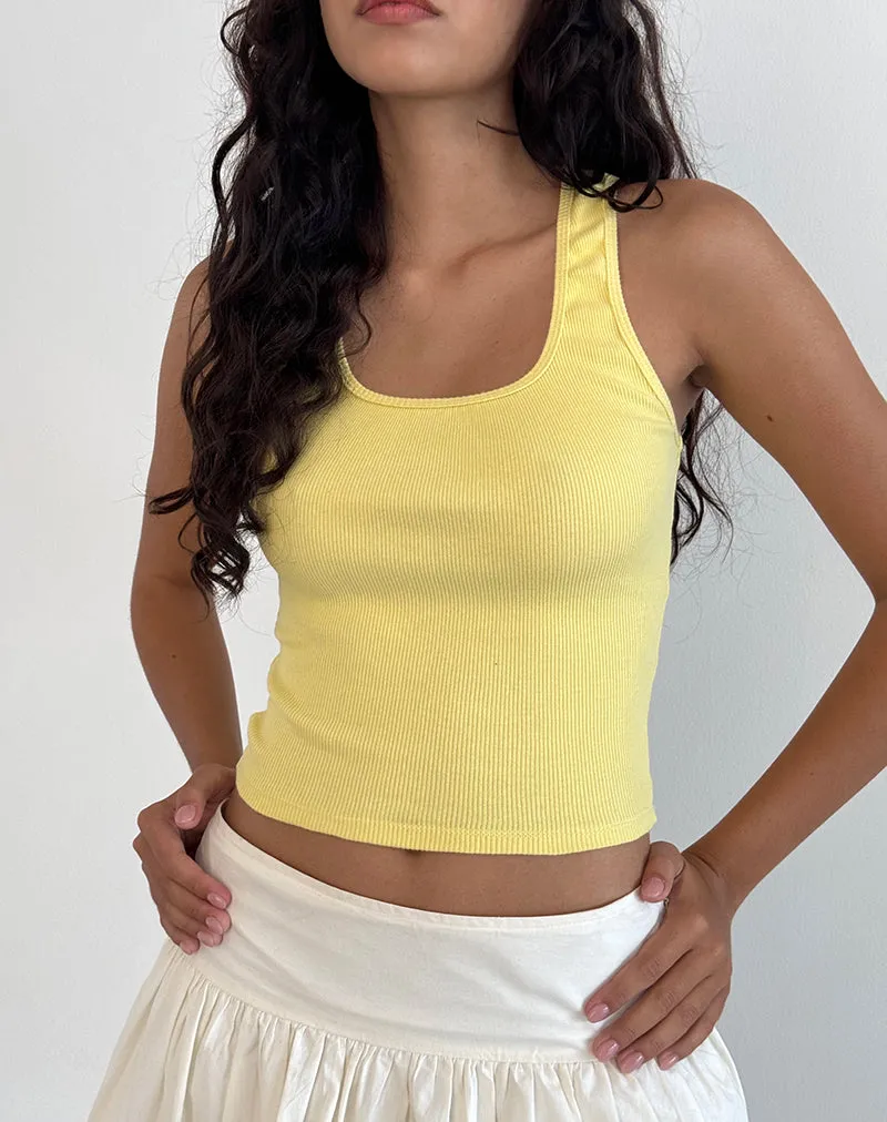 Roxe Ribbed Vest Top in Lemonade sold by Motel Rocks product image thumbnail 2