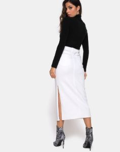 Lyra Midi Skirt in White sold by Motel Rocks