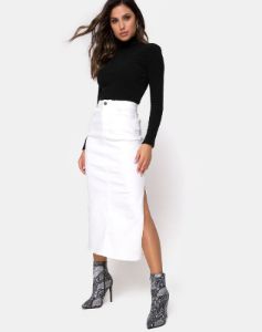 Lyra Midi Skirt in White sold by Motel Rocks