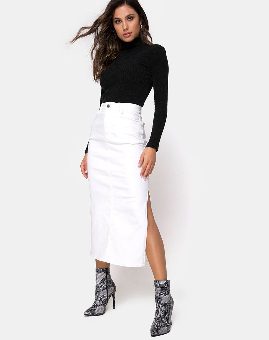 Lyra Midi Skirt in White sold by Motel Rocks product image thumbnail 3