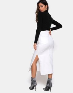 Lyra Midi Skirt in White sold by Motel Rocks