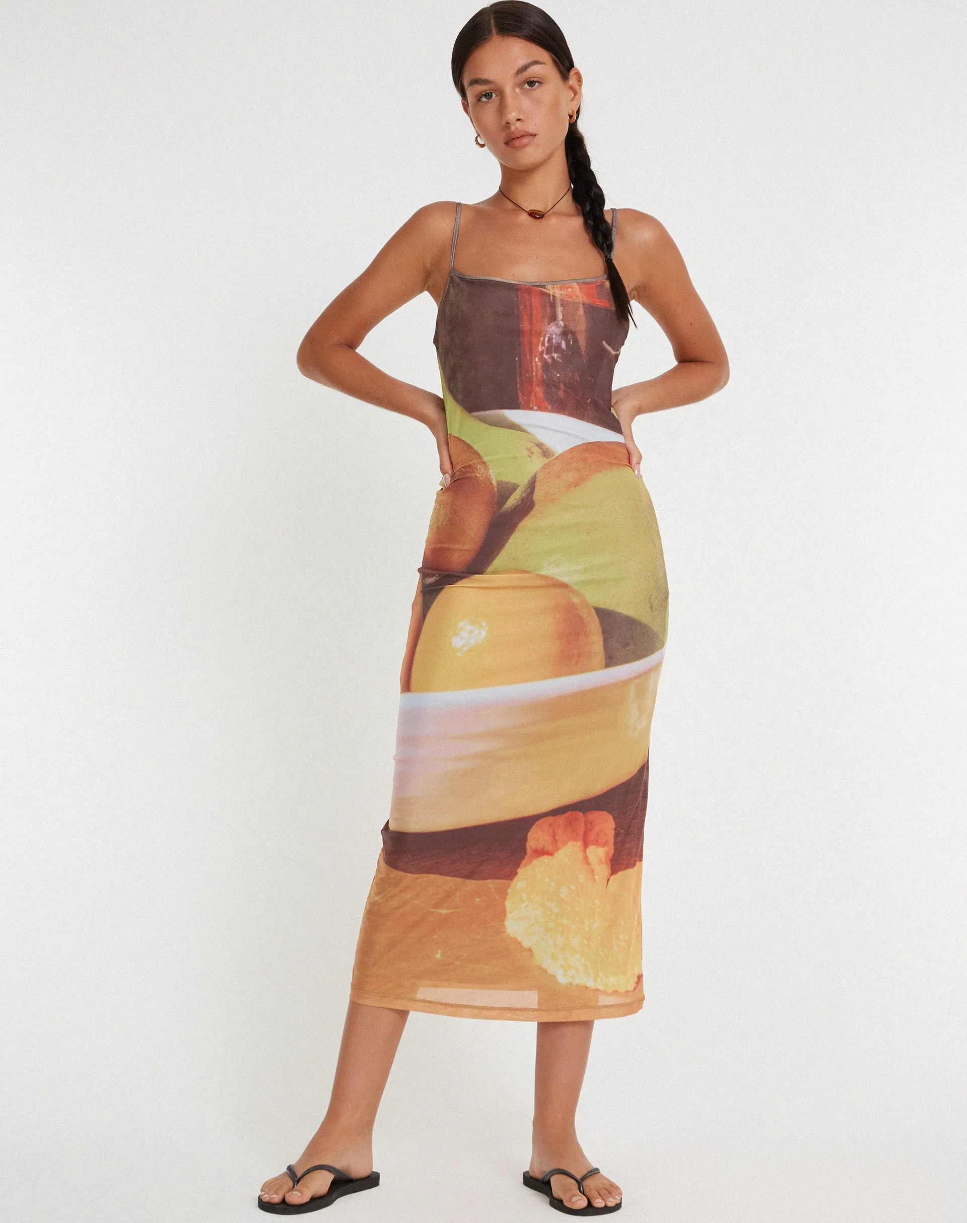 Nori Midi Dress in Fruit Photoprint sold by Motel Rocks product image thumbnail 3