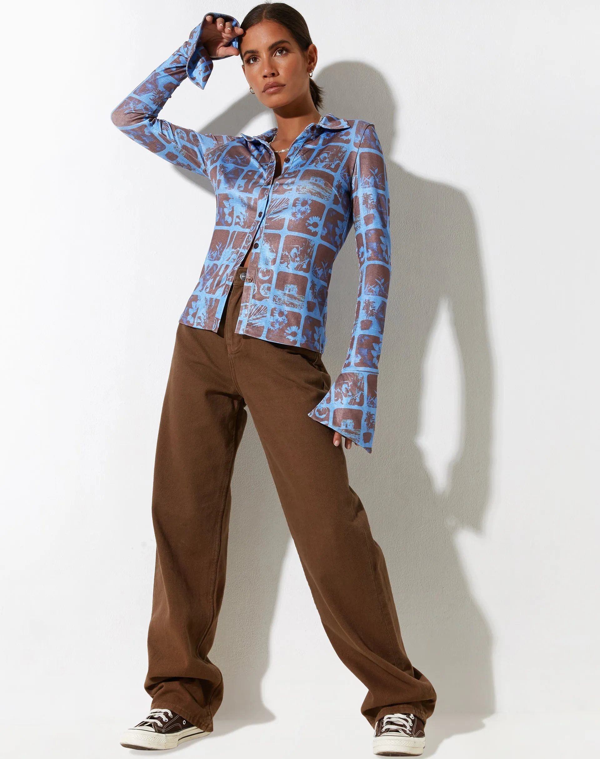 Keani Long Sleeve Shirt in Photographic Blue sold by Motel Rocks product image thumbnail 5