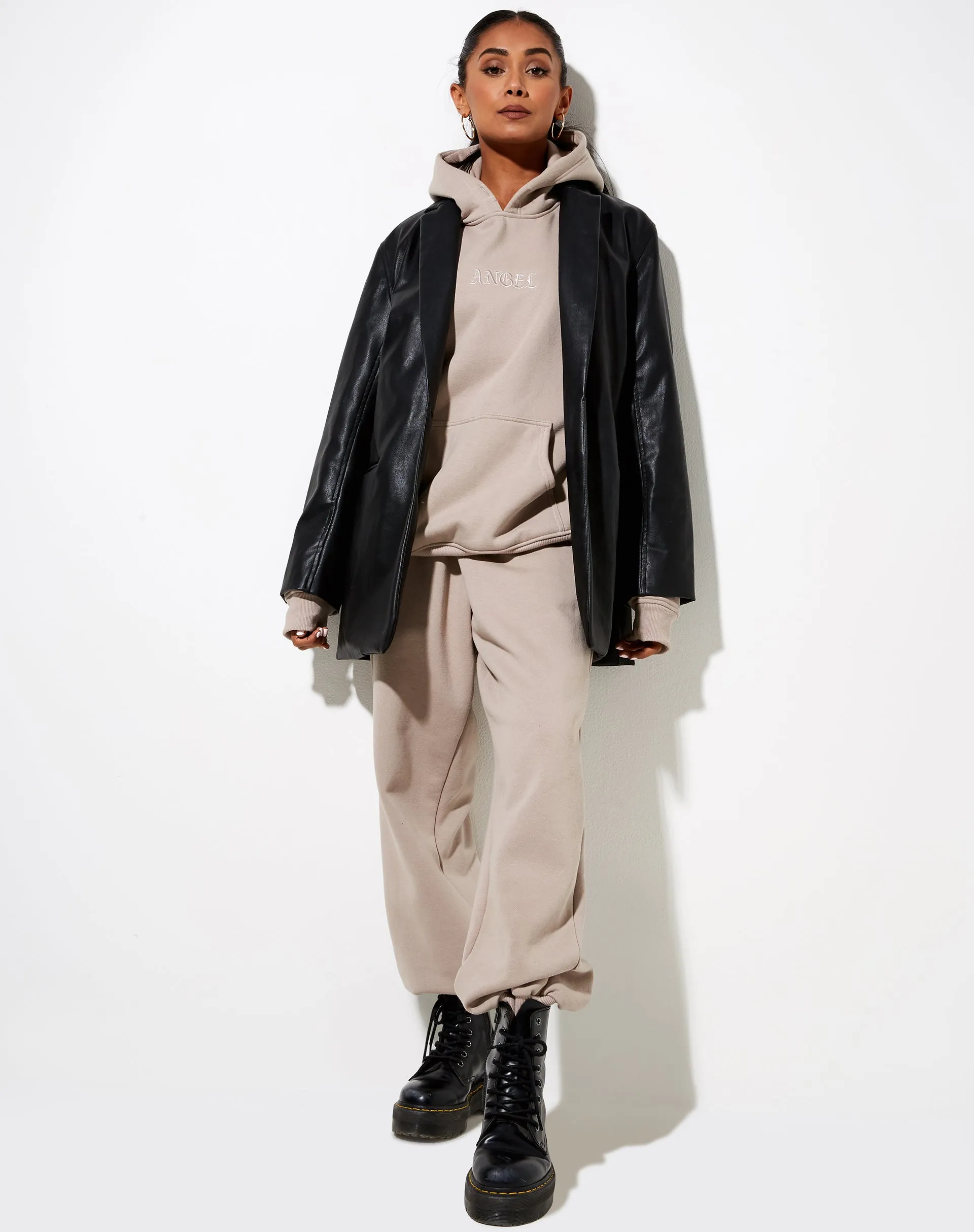 Oversize Hoodie in Mushroom 'Angel' Embro sold by Motel Rocks product image thumbnail 5