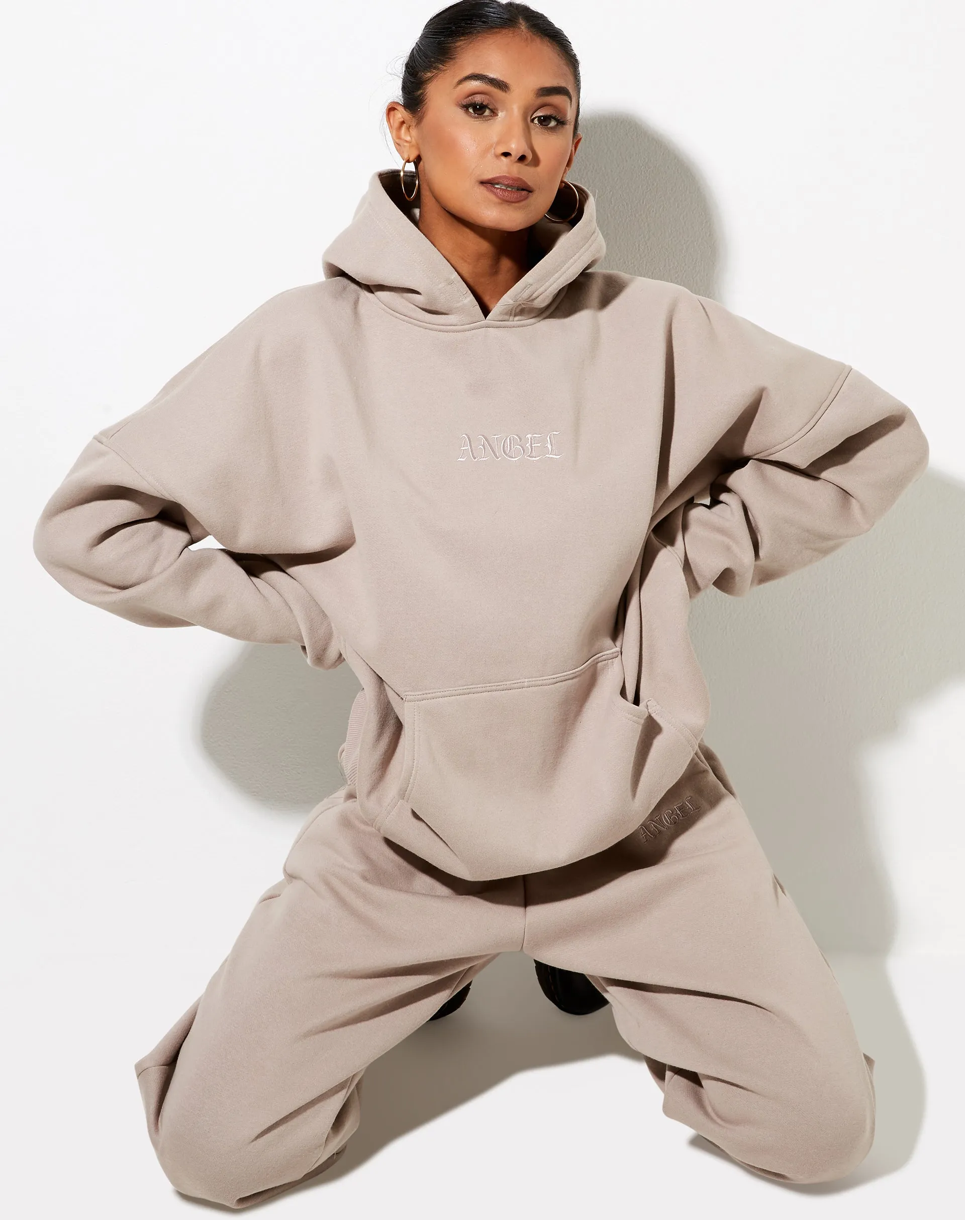 Oversize Hoodie in Mushroom 'Angel' Embro sold by Motel Rocks product image thumbnail 2