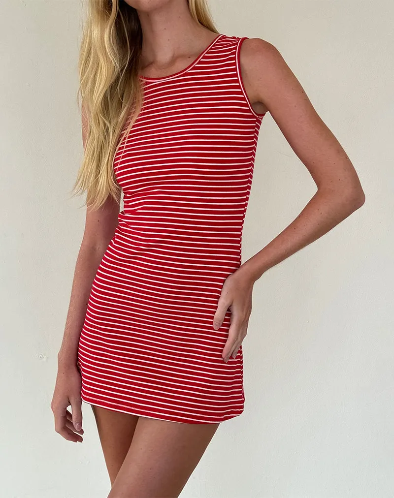 Masha Mini Dress in Red and White Stripe Jersey sold by Motel Rocks product image thumbnail 4