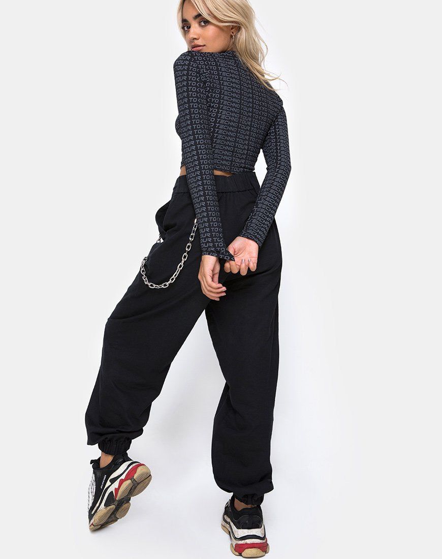 Rhala Crop Top in Tokyo Techno Tour Black sold by Motel Rocks product image thumbnail 4