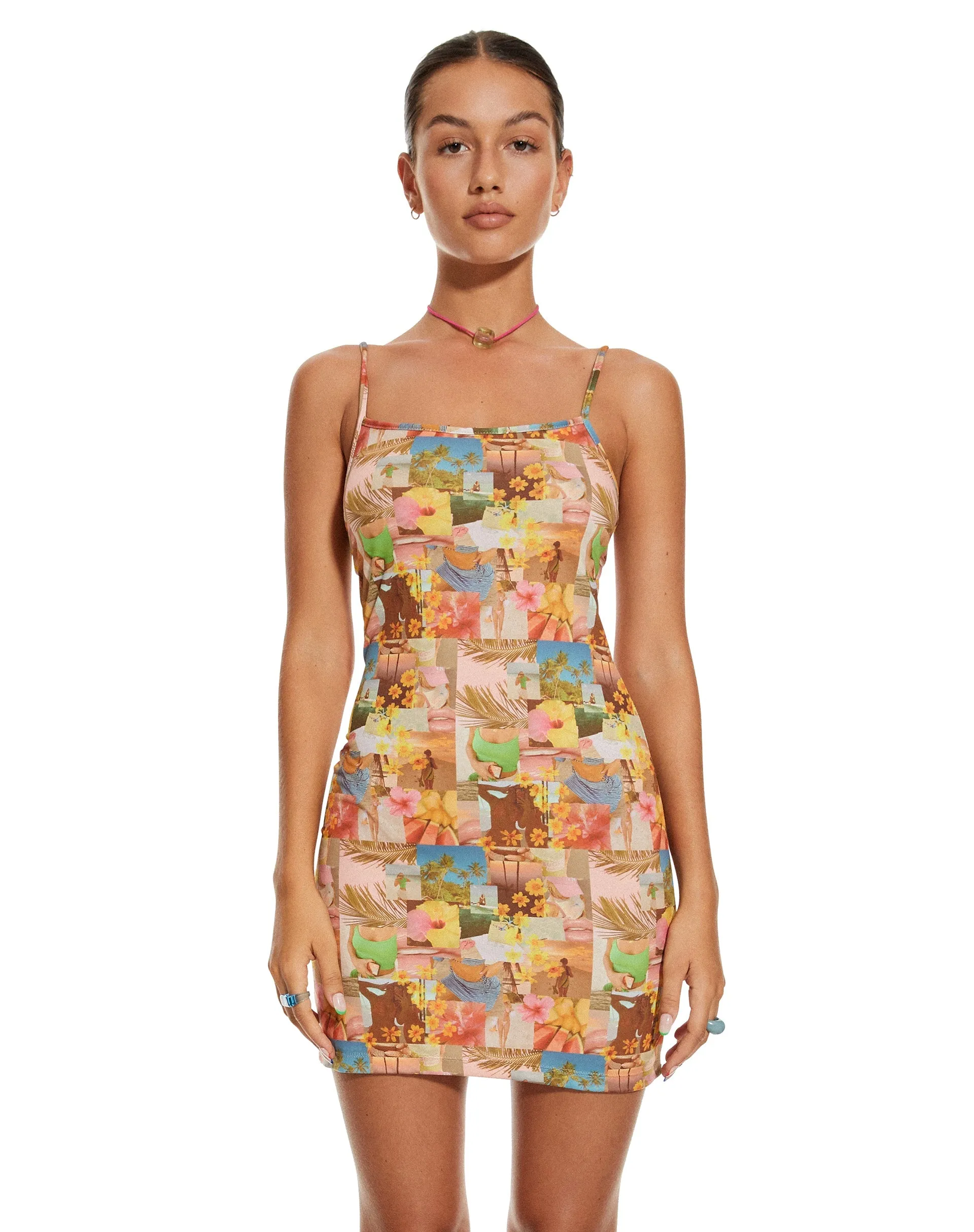 MOTEL X BARBARA Piper Mini Dress in 90s Tropical Collage sold by Motel Rocks product image thumbnail 3