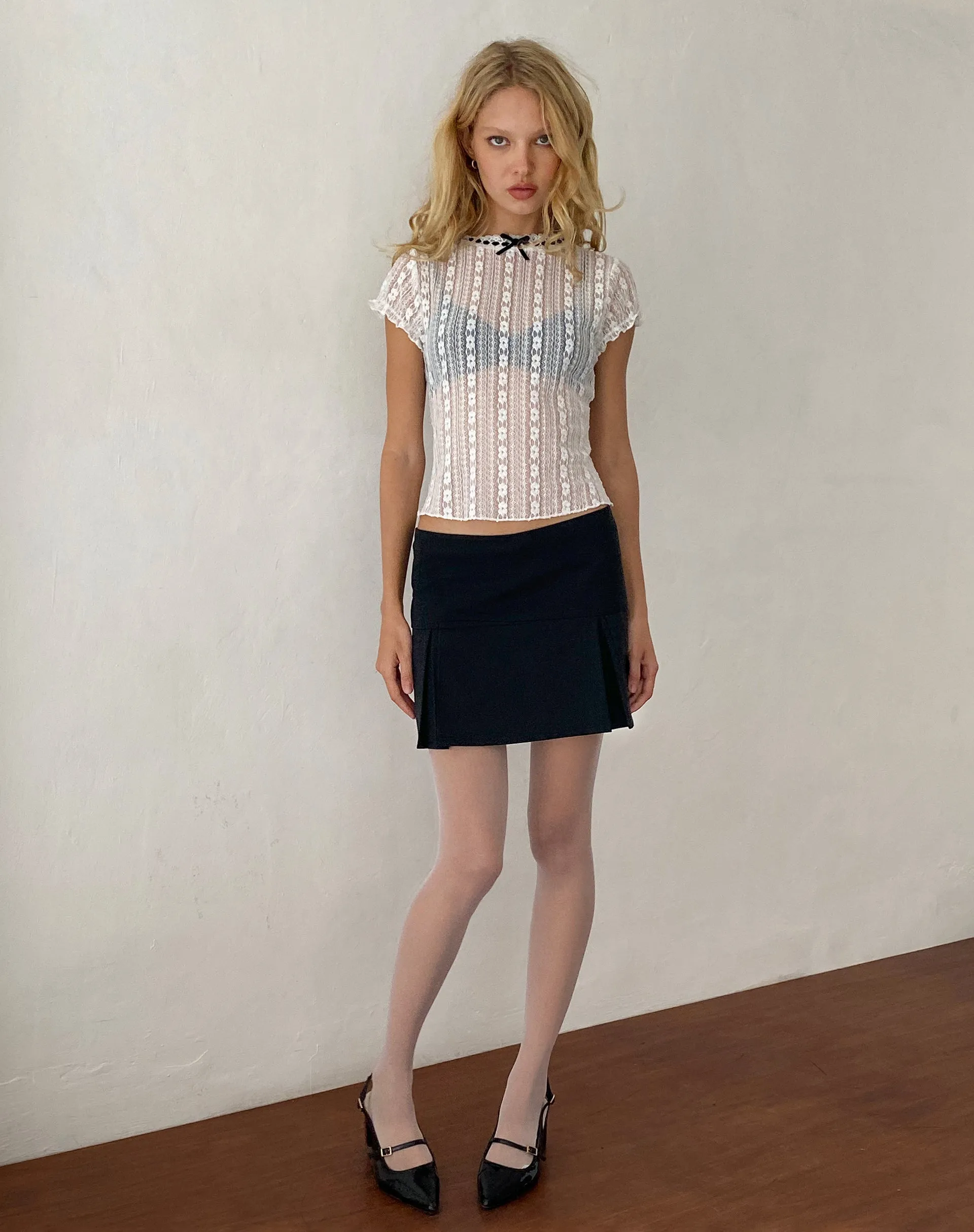 Istaka Mini Skirt in Black Tailoring sold by Motel Rocks product image thumbnail 2