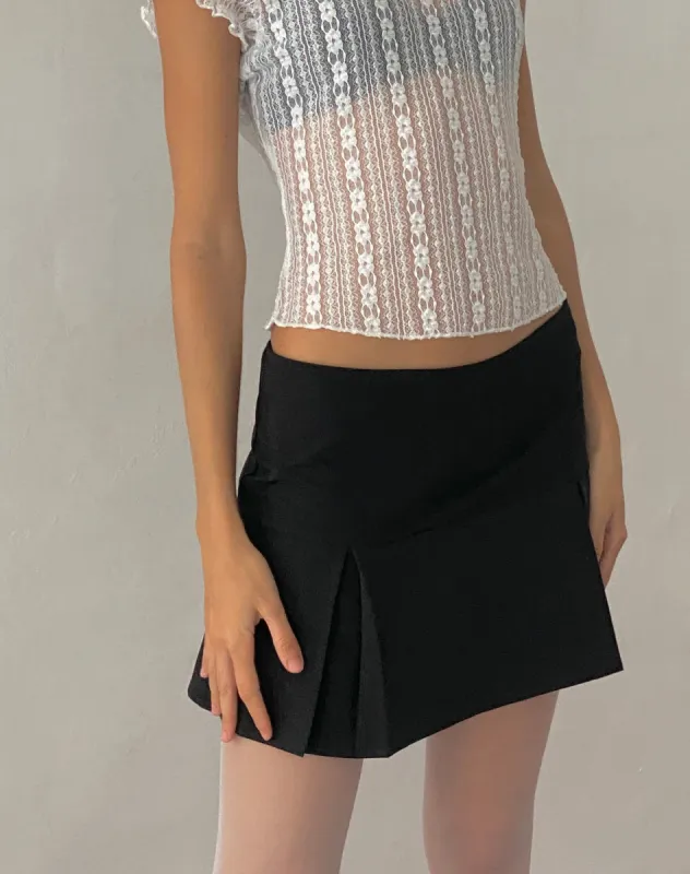 Istaka Mini Skirt in Black Tailoring sold by Motel Rocks