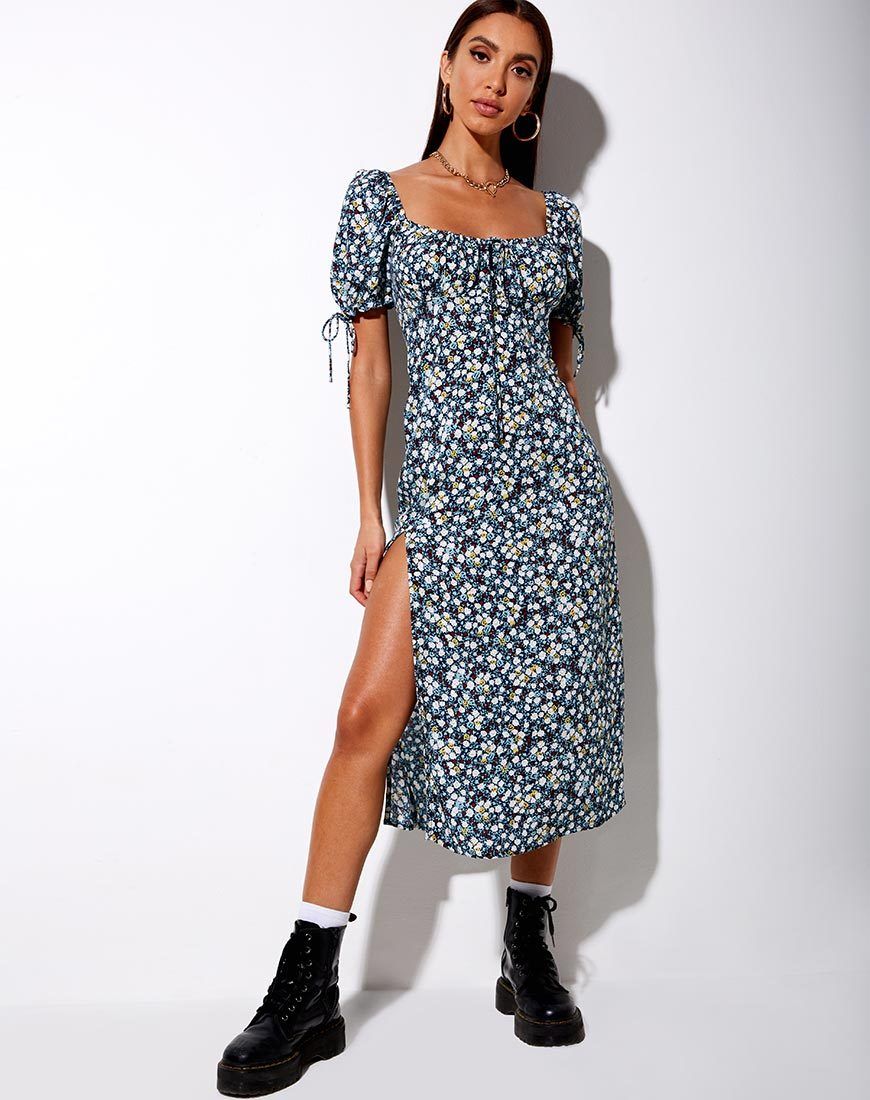Cello Midi Dress in Floral Field Navy sold by Motel Rocks product image thumbnail 3